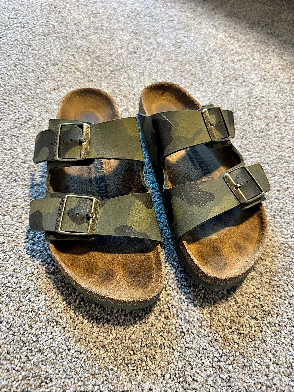 Birkenstock Arizona Camo Green Two-Strap Sandals EU 39